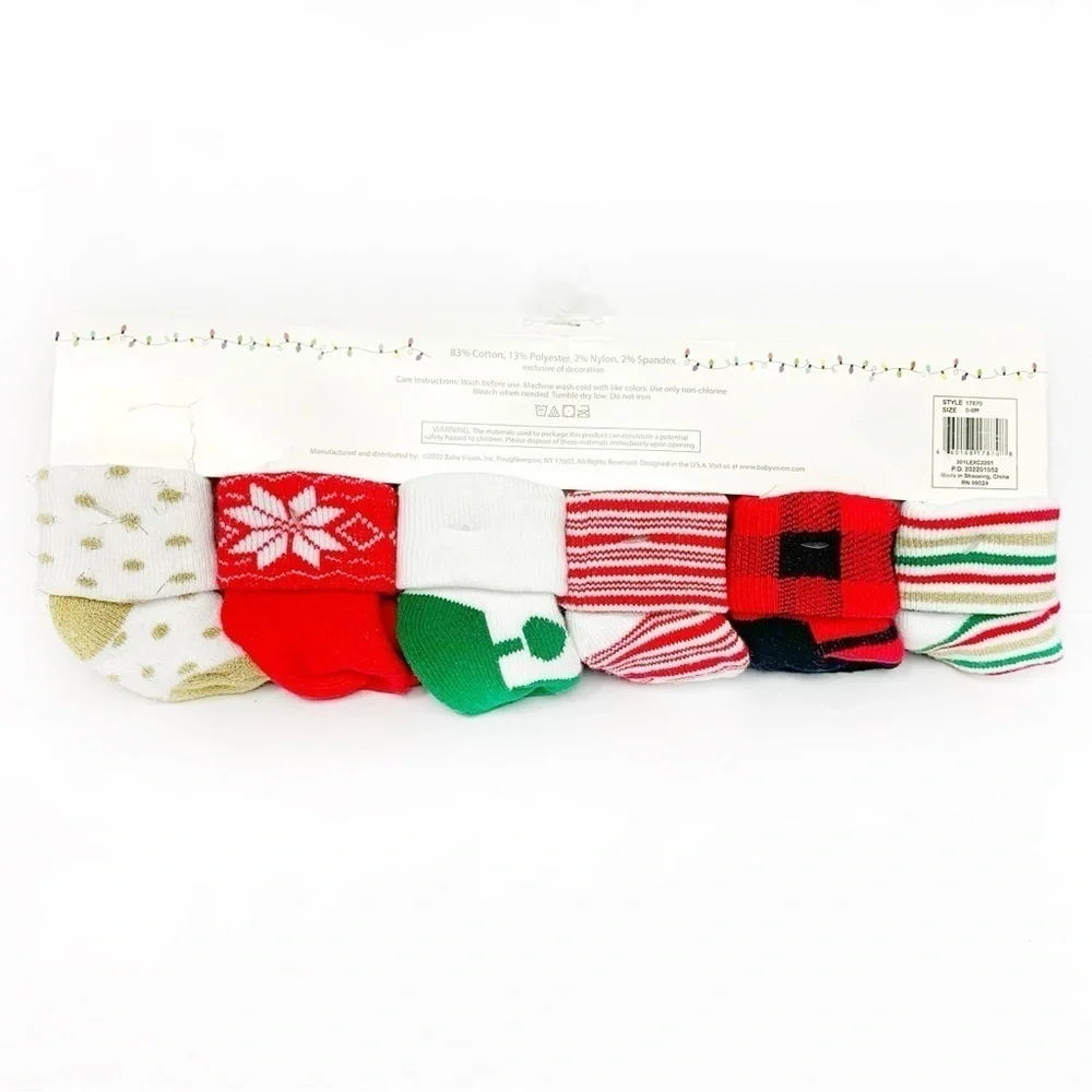 Festive Holiday Themed 0-6 Month Girls 12 Pack Baby Socks